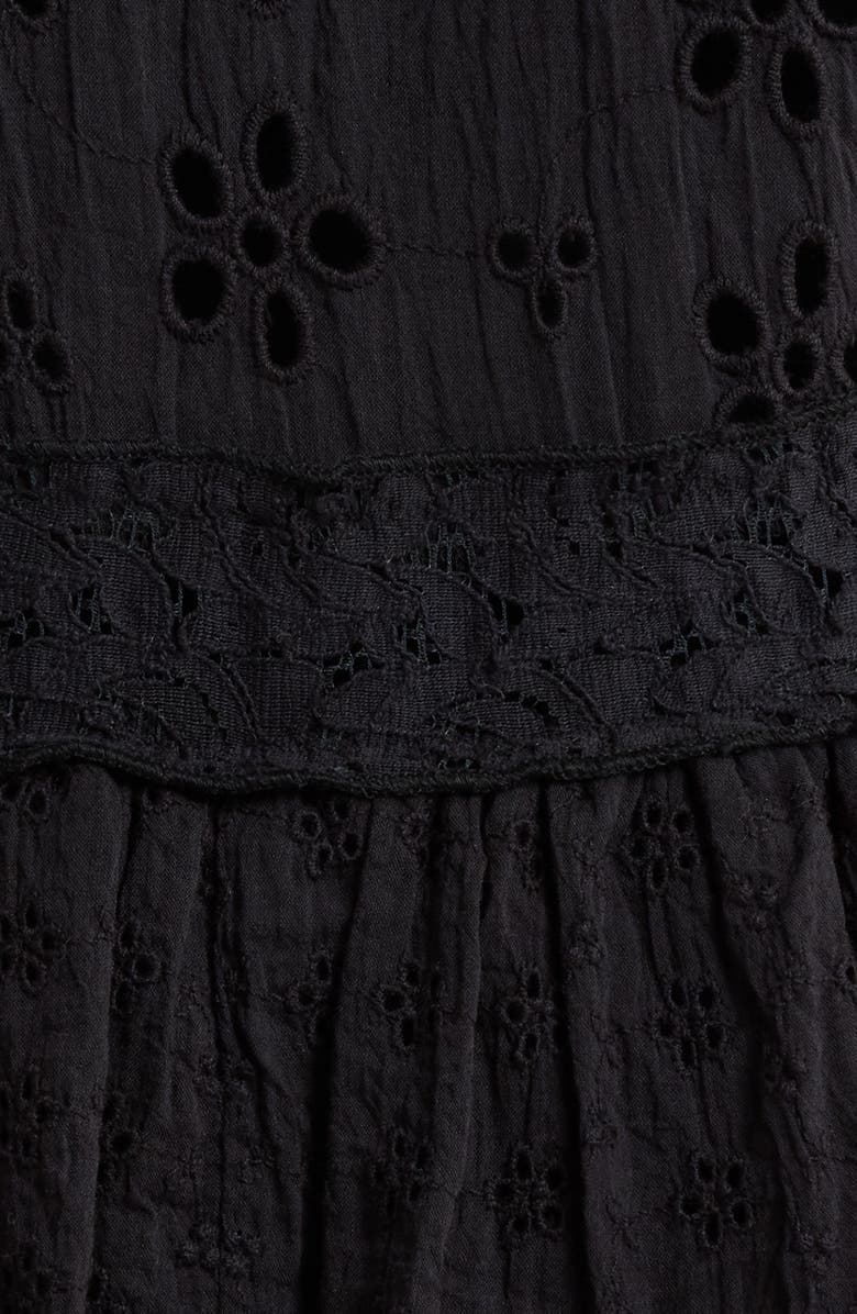 Ramy Brook Roxanne Long Sleeve Sheer Cotton Broderie Anglaise Cover-Up Dress, Alternate, color, Black