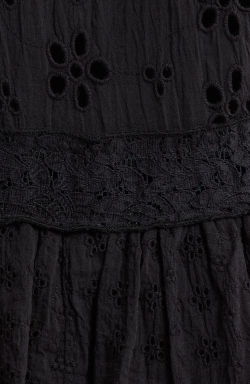 Ramy Brook Roxanne Long Sleeve Sheer Cotton Broderie Anglaise Cover-up Dress In Black