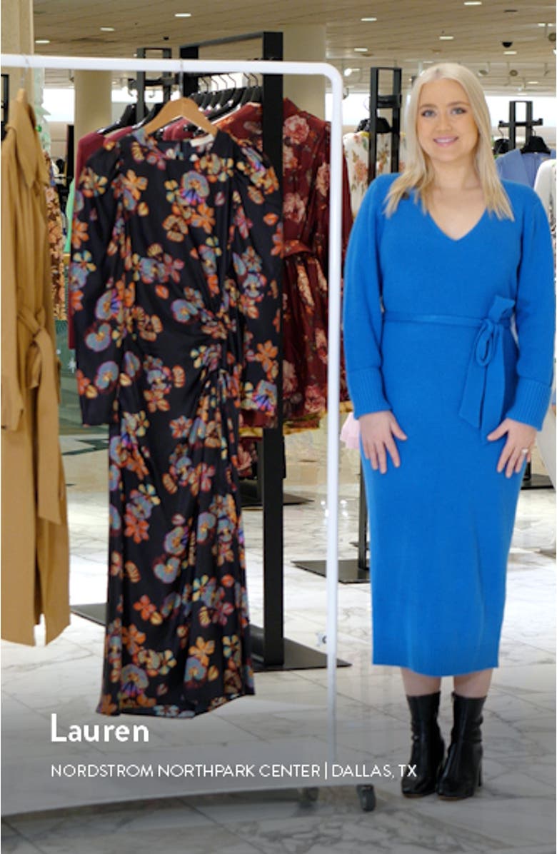 Amalie Floral Long Sleeve Silk Maxi Dress, sales video thumbnail