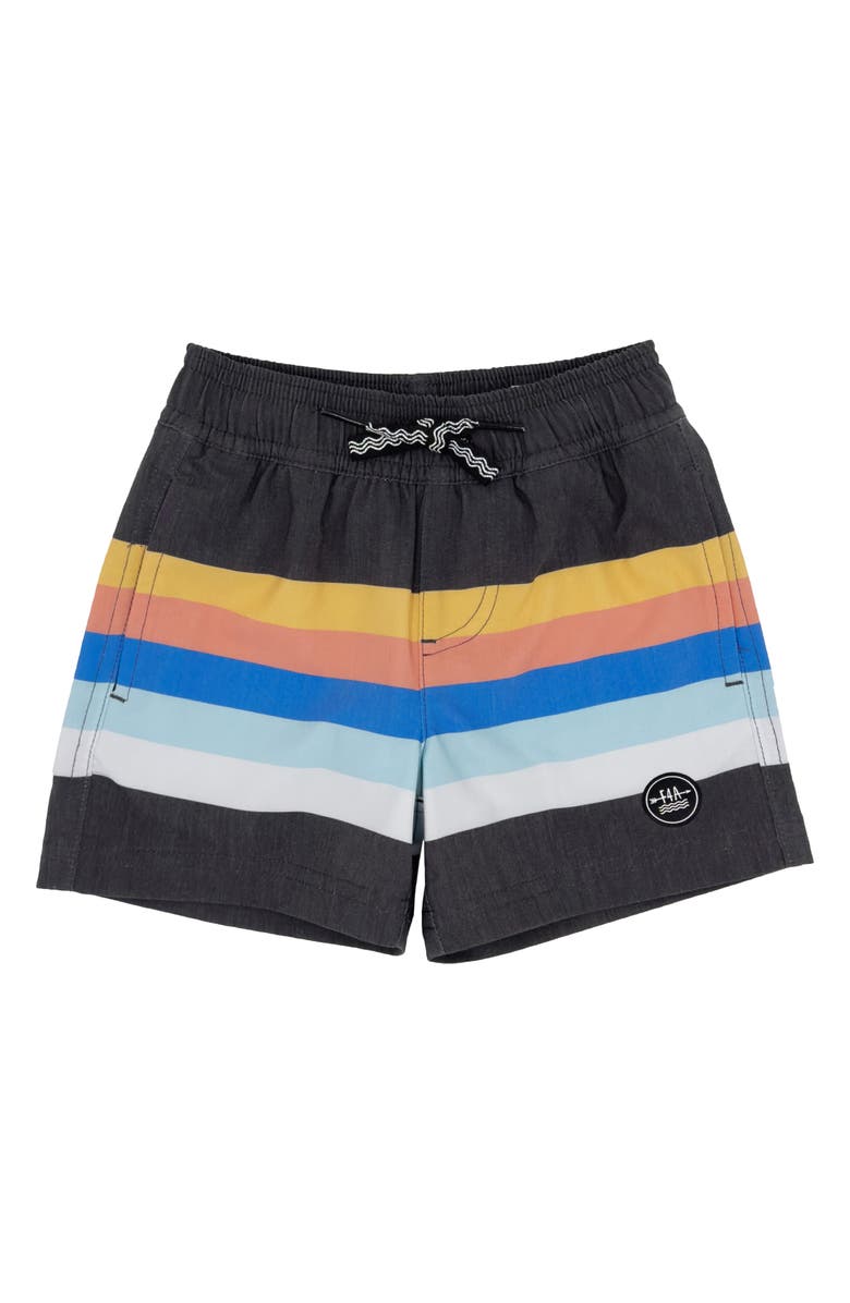 Feather 4 Arrow Stripe Swim Trunks, Main, color, 