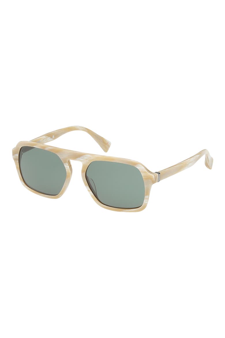 55mm Square Sunglasses, Alternate, color, SHINY BONE HORN GREEN LENSES