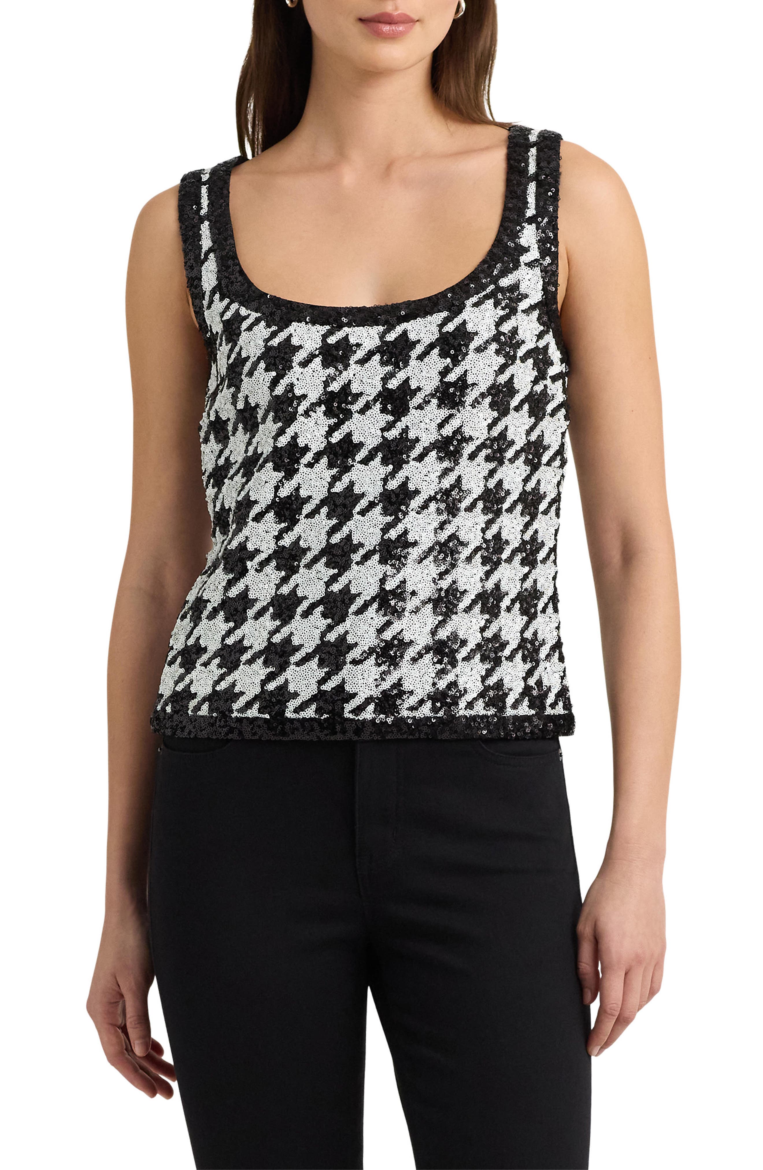 Lauren Ralph Lauren Houndstooth Sequin Top