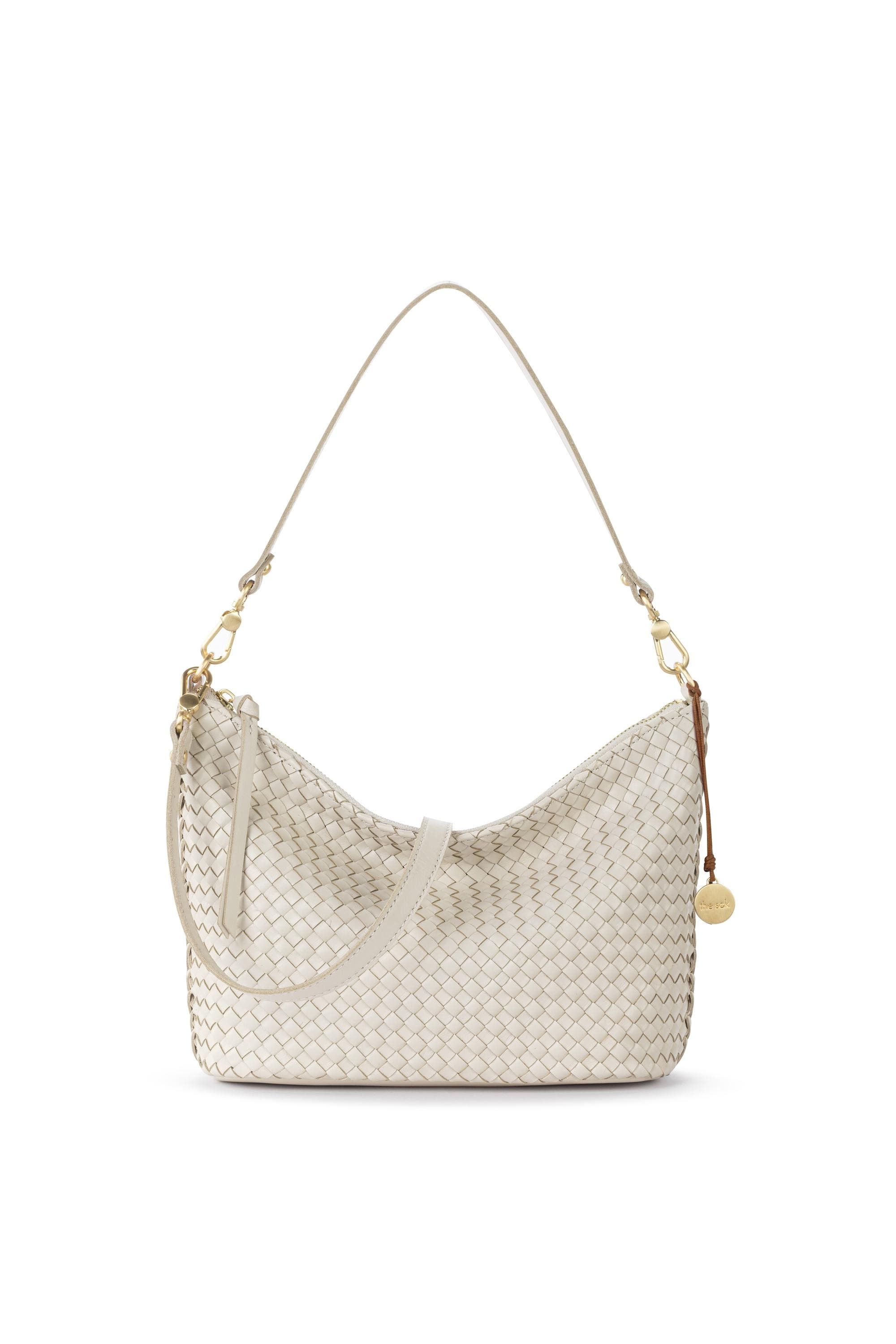 Juniper Small Hobo Leather Bag, Alternate, color, Stone Woven