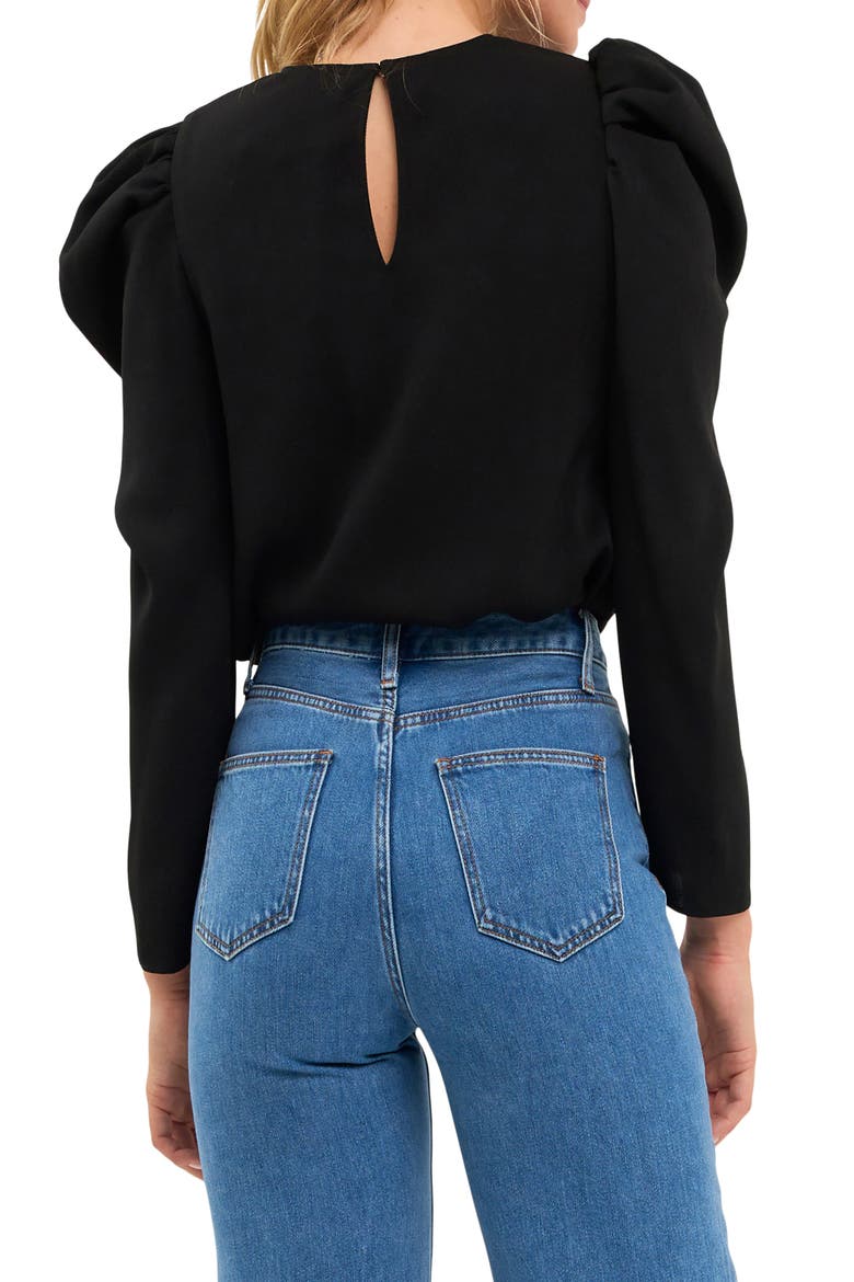 Puff Shoulder Top, Alternate, color, BLACK