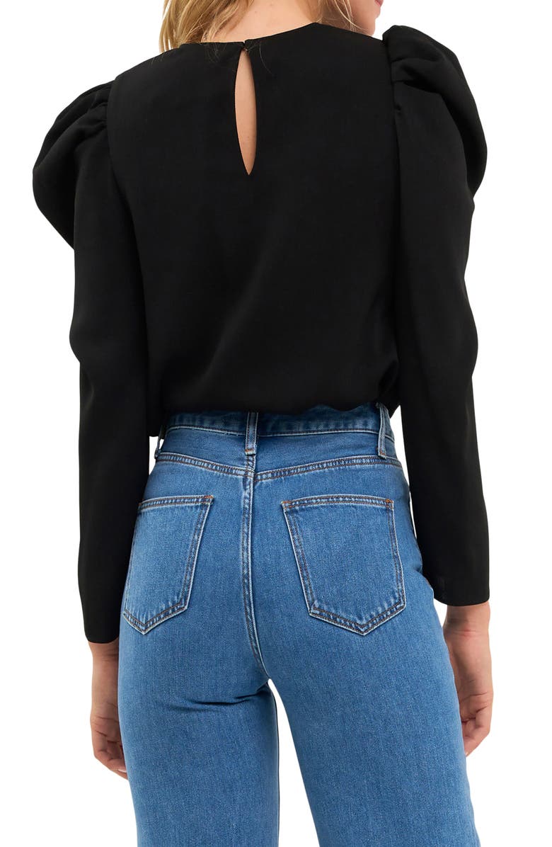 English Factory Puff Shoulder Top, Alternate, color, Black