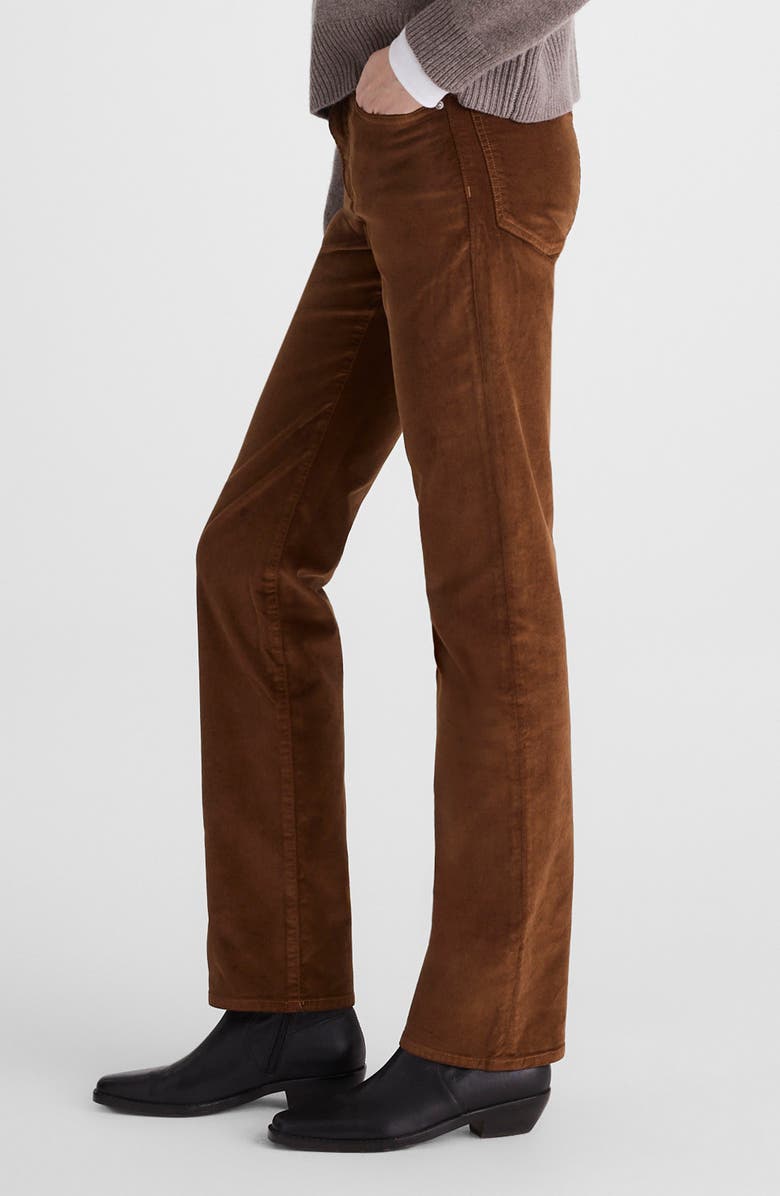 Madewell Longline Straight Leg Velvet Pants, Alternate, color, Dark Pecan