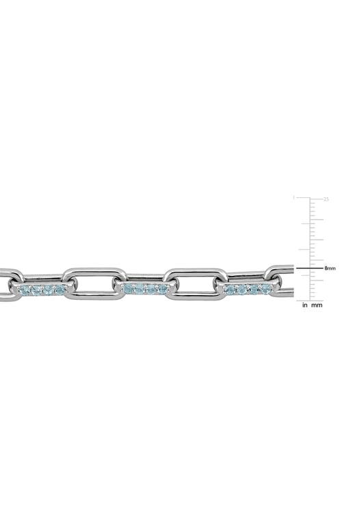 Delmar Sky Blue Topaz Paper Clip Chain Bracelet In Metallic