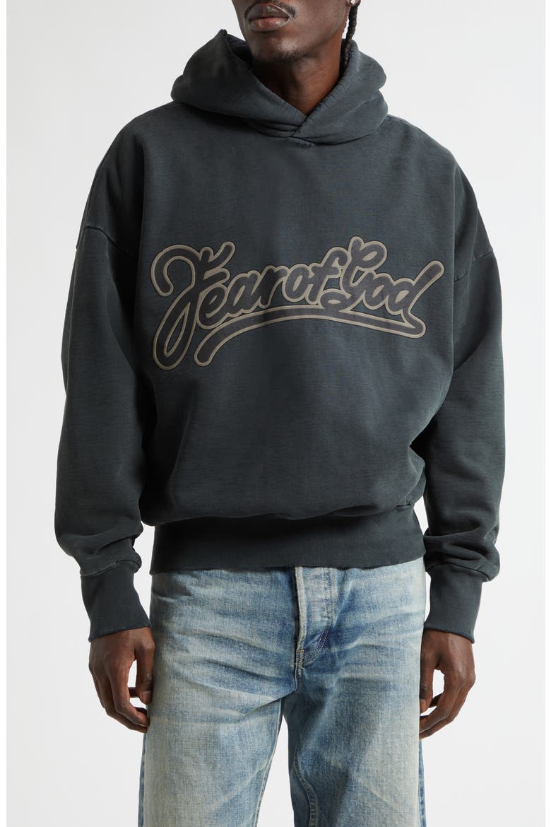 Classic Fit Logo Graphic Hoodie, Main, color, BLACK
