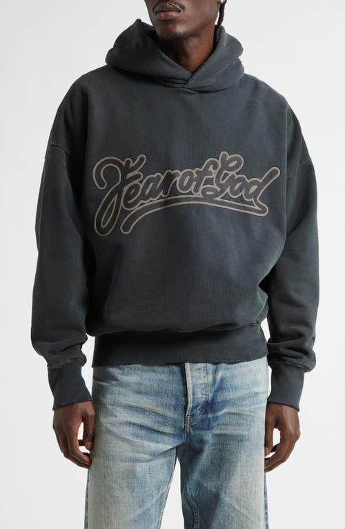 Fear of God Classic Fit Logo Graphic Hoodie in Black at Nordstrom, Size Large
