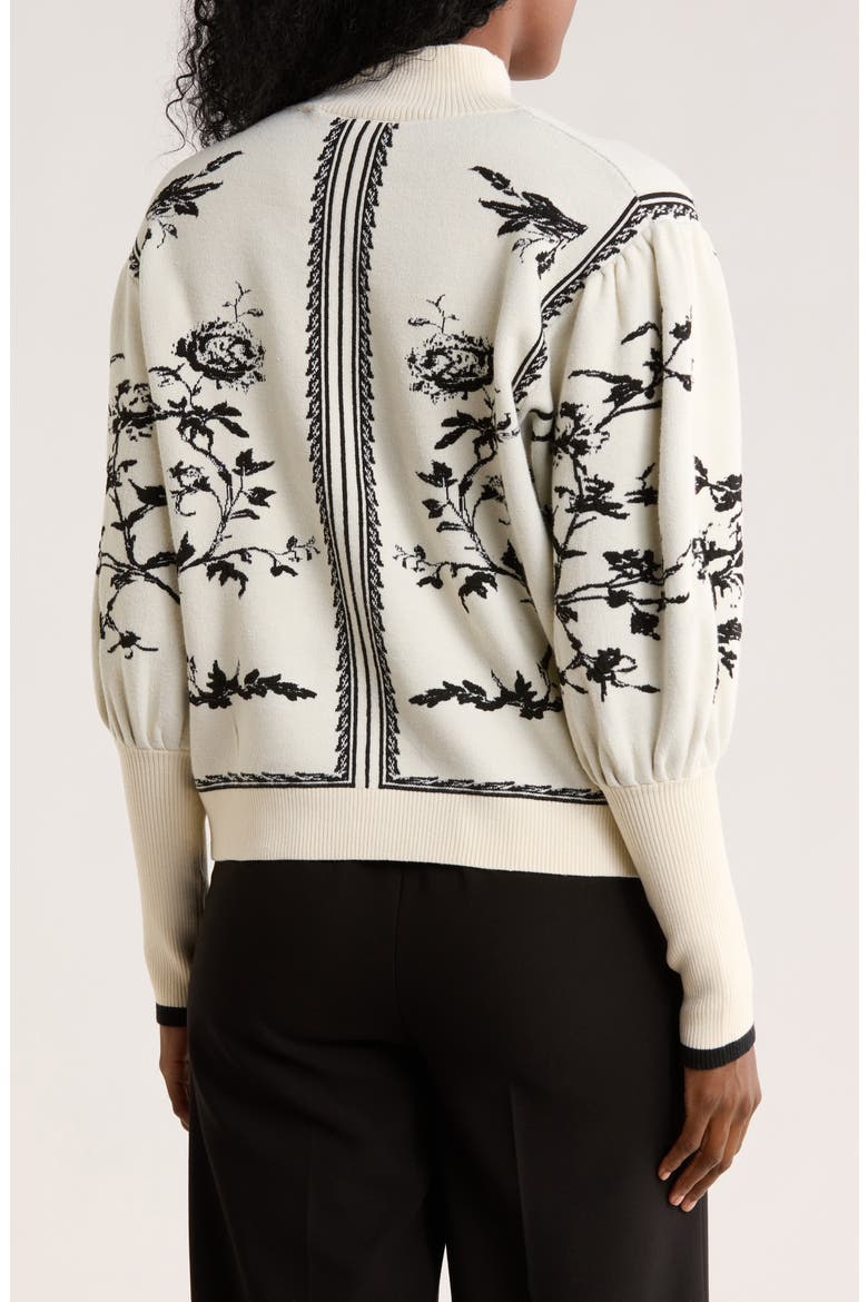 Floral Jacquard Sweater, Alternate, color, IVORY/ BLACK