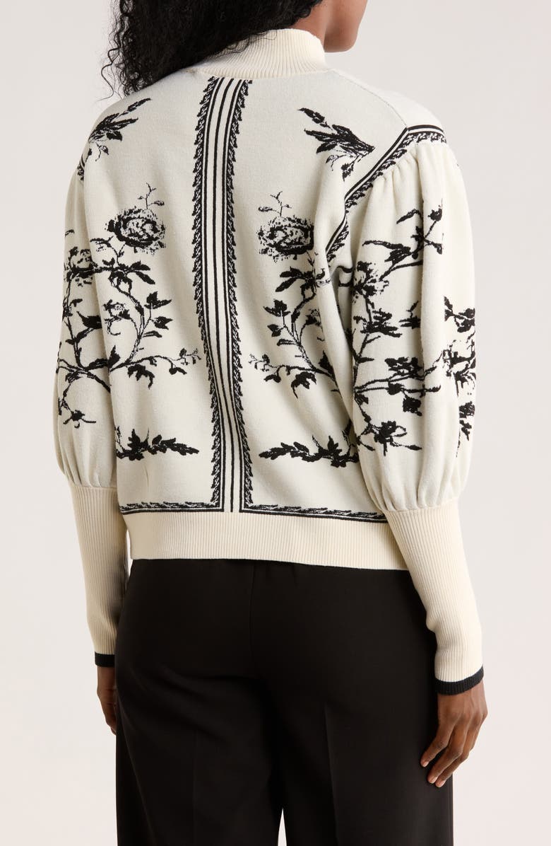 ELIE ELIE TAHARI Floral Jacquard Sweater, Alternate, color, Ivory/ Black