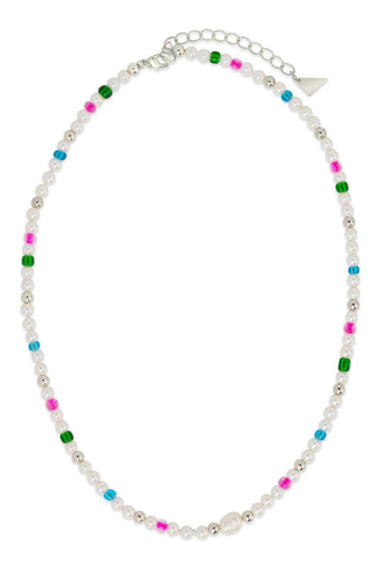 Polly Beaded Necklace, Alternate, color, SILVER