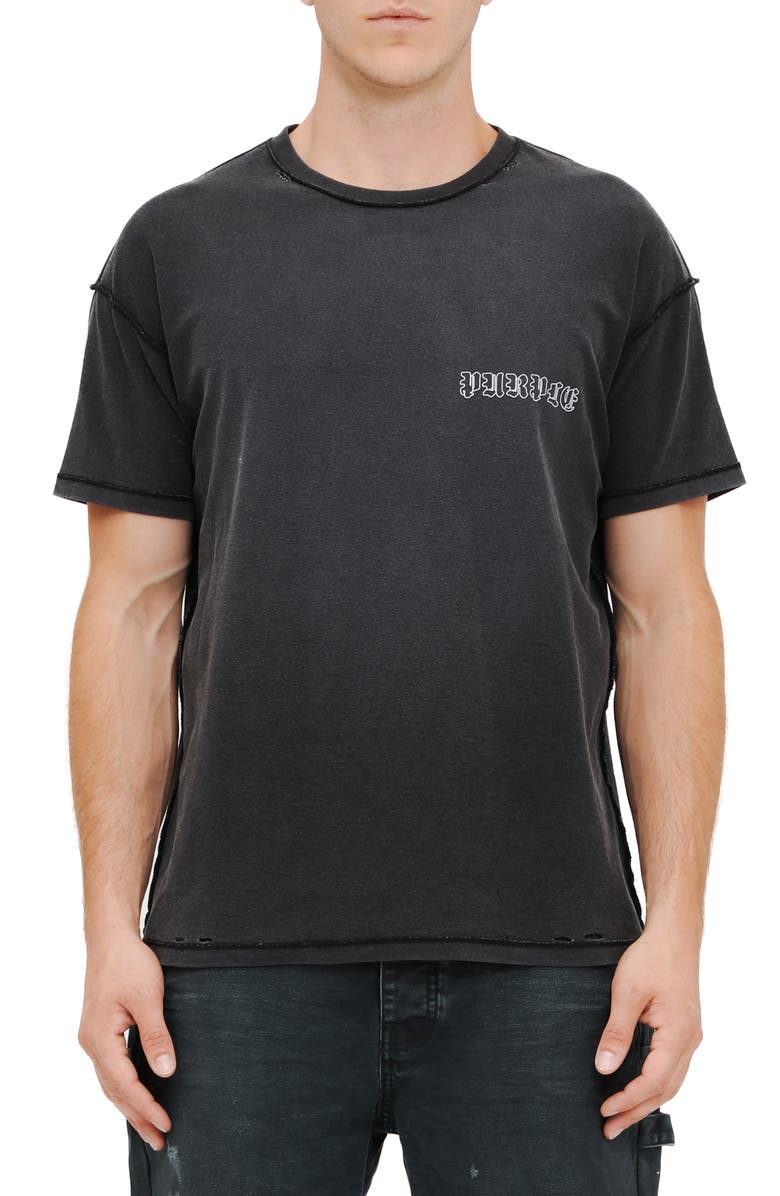 PURPLE BRAND Textured Inside Out Cotton Graphic T-Shirt, Main, color, Black