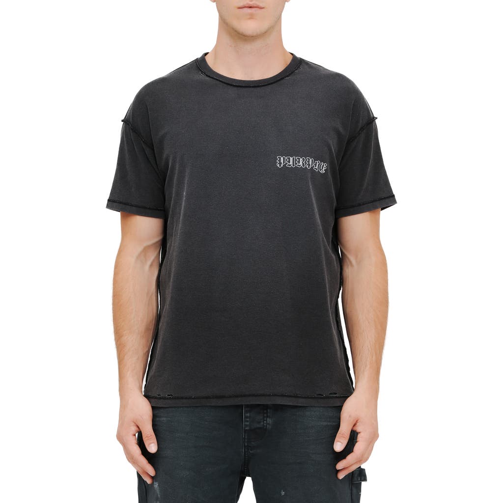 Purple Brand Textured Inside Out Cotton Graphic T-shirt In Black