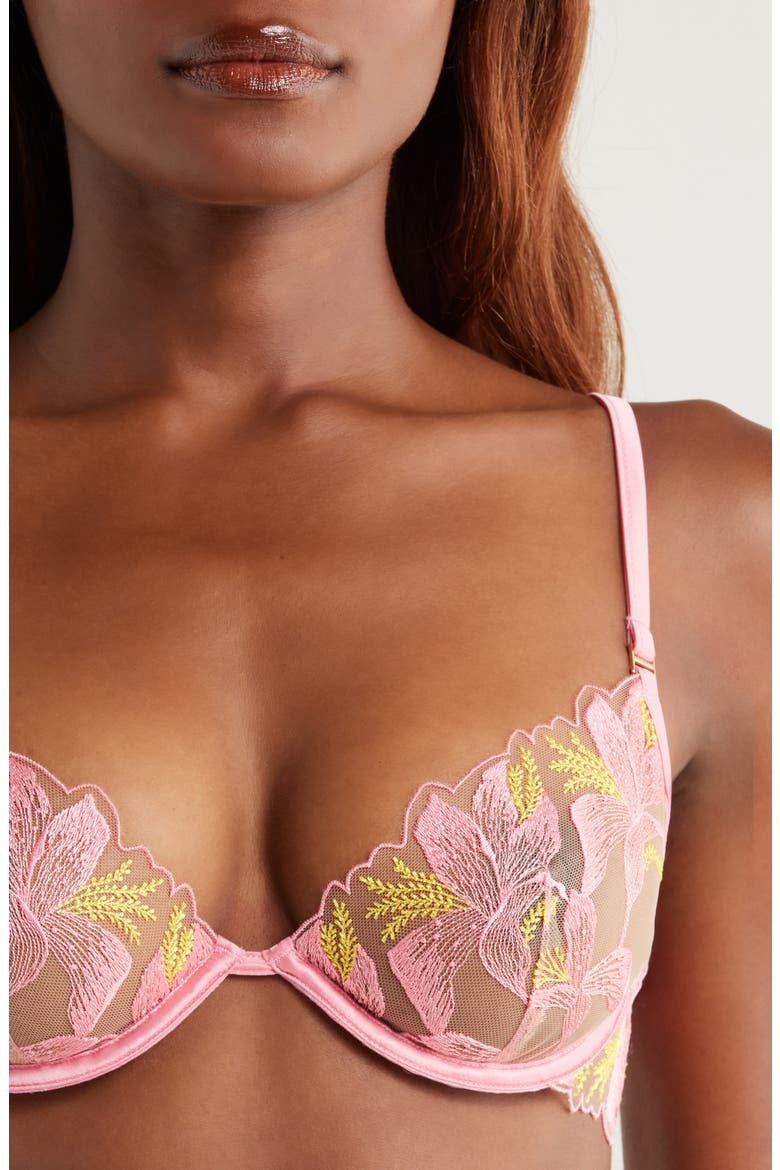 Patrice Embroidered Underwire Bra, Alternate, color, PINK/ BLAZING YELLOW