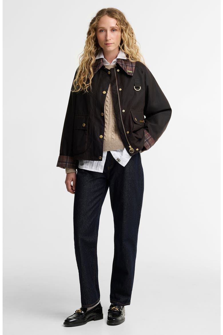 Icons Tartan Collar Spey Waxed Cotton Jacket, Alternate, color, RUSTIC/ MUTED