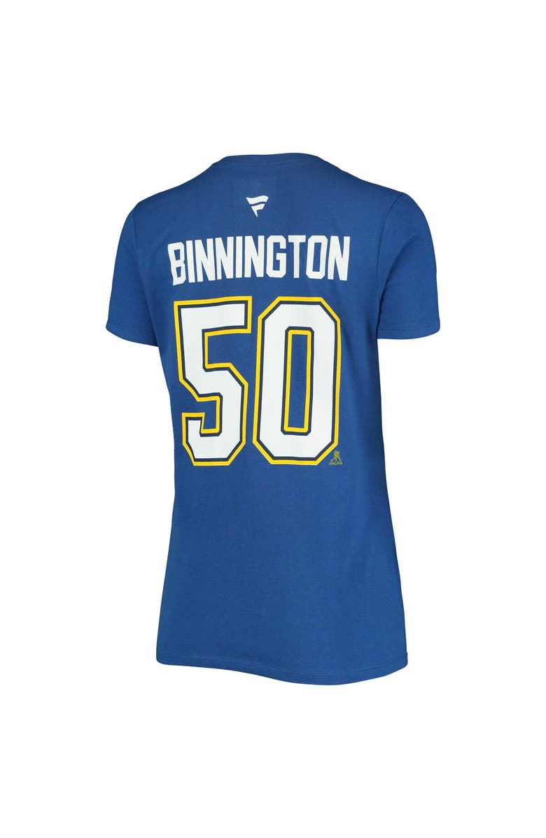 FANATICS Women's Fanatics Branded Jordan Binnington Blue St. Louis Blues Team Authentic Stack Name & Number V-Neck T-Shirt, Alternate, color, Blue