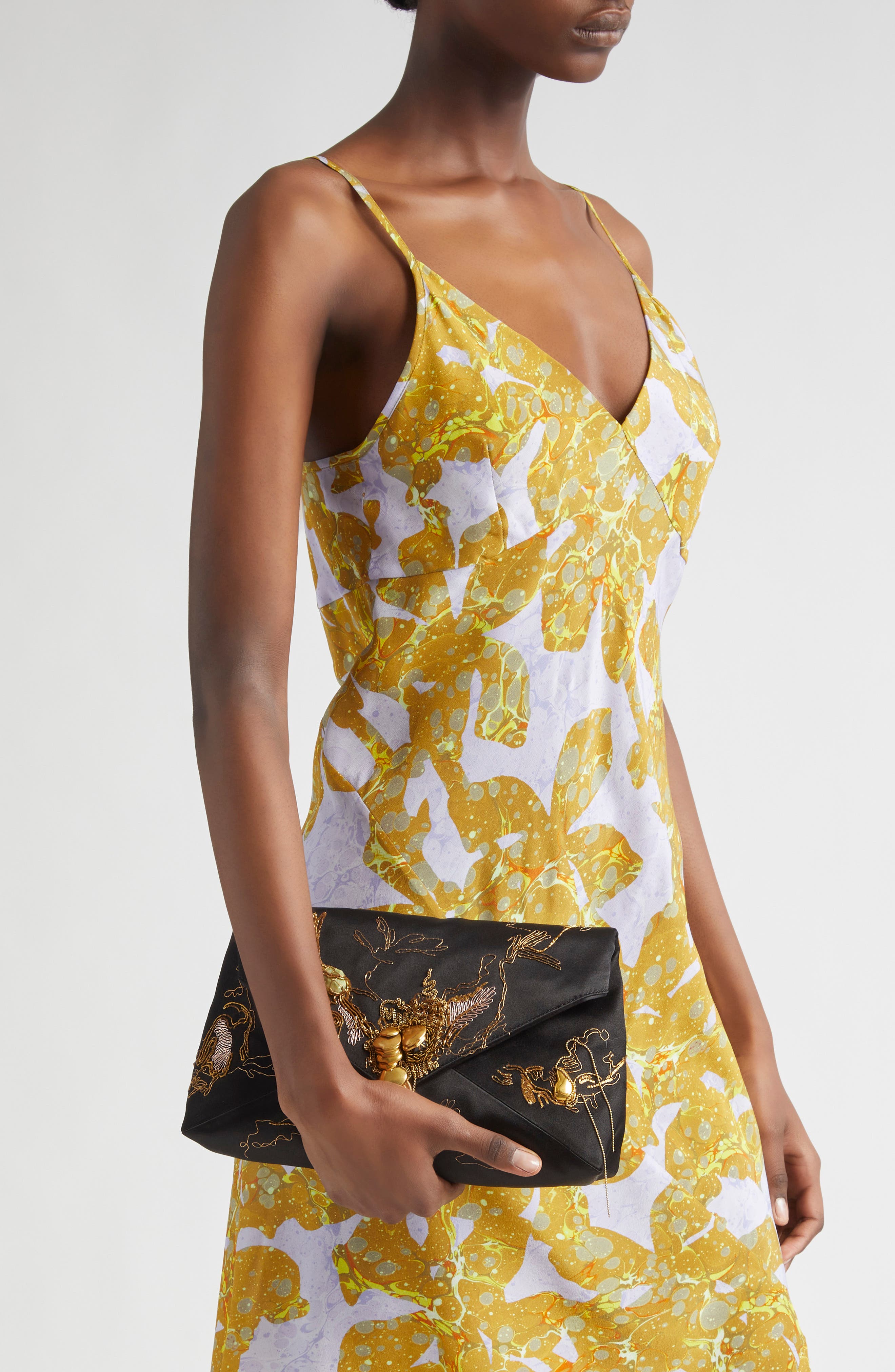 Dries Van Noten Embellished Envelope Clutch, Alternate, color, 