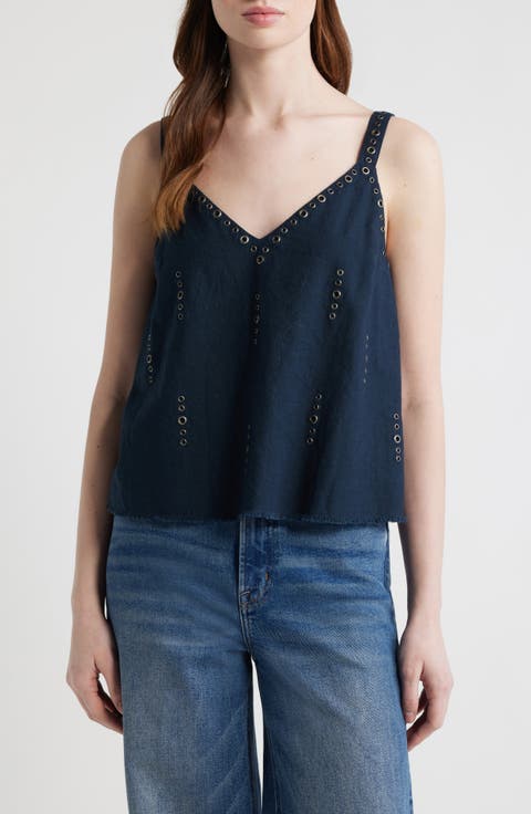 Aubrey Grommet Trim Linen & Cotton Camisole