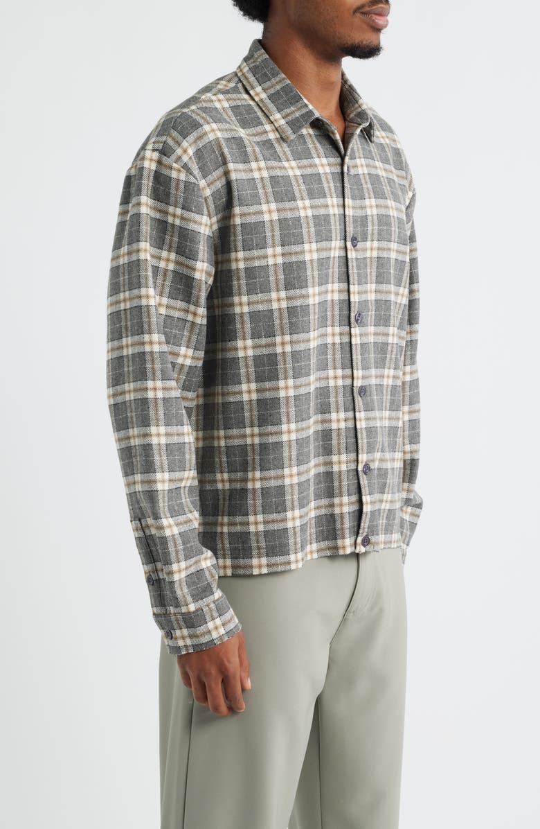 SANTO STUDIO Scobello Plaid Flannel Button-Up Shirt, Alternate, color, Grey