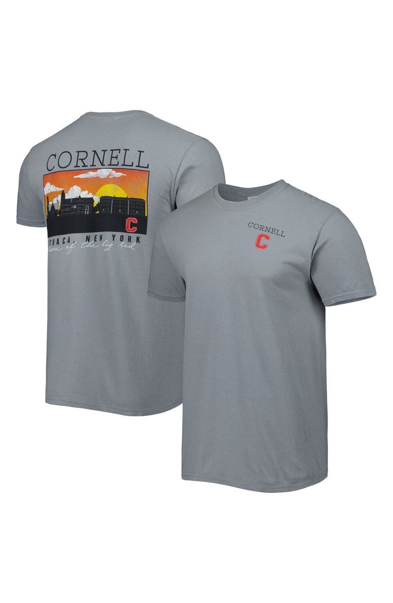 IMAGE ONE Men's Gray Cornell Big Red Campus Scenery Comfort Color T-Shirt, Main, color, Gray