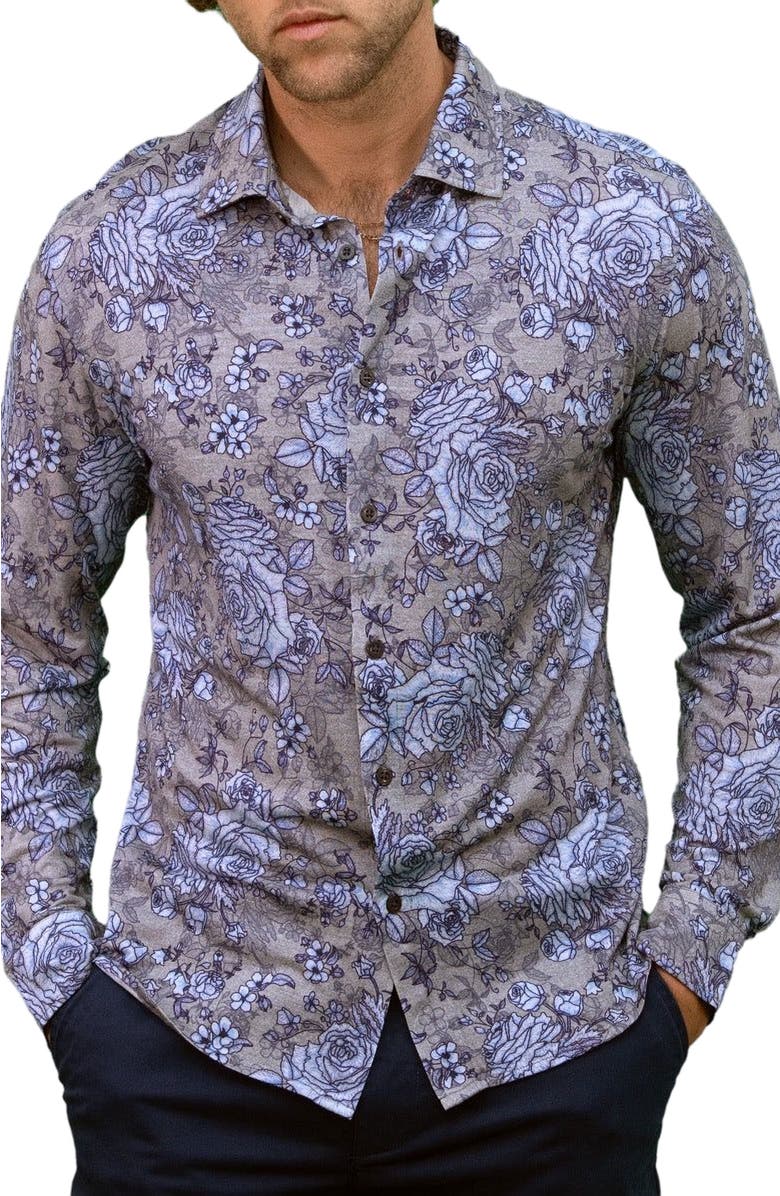 Lords of Harlech Sherlock Tailored Merino Wool Shirt, Main, color, Roma Floral Flannel
