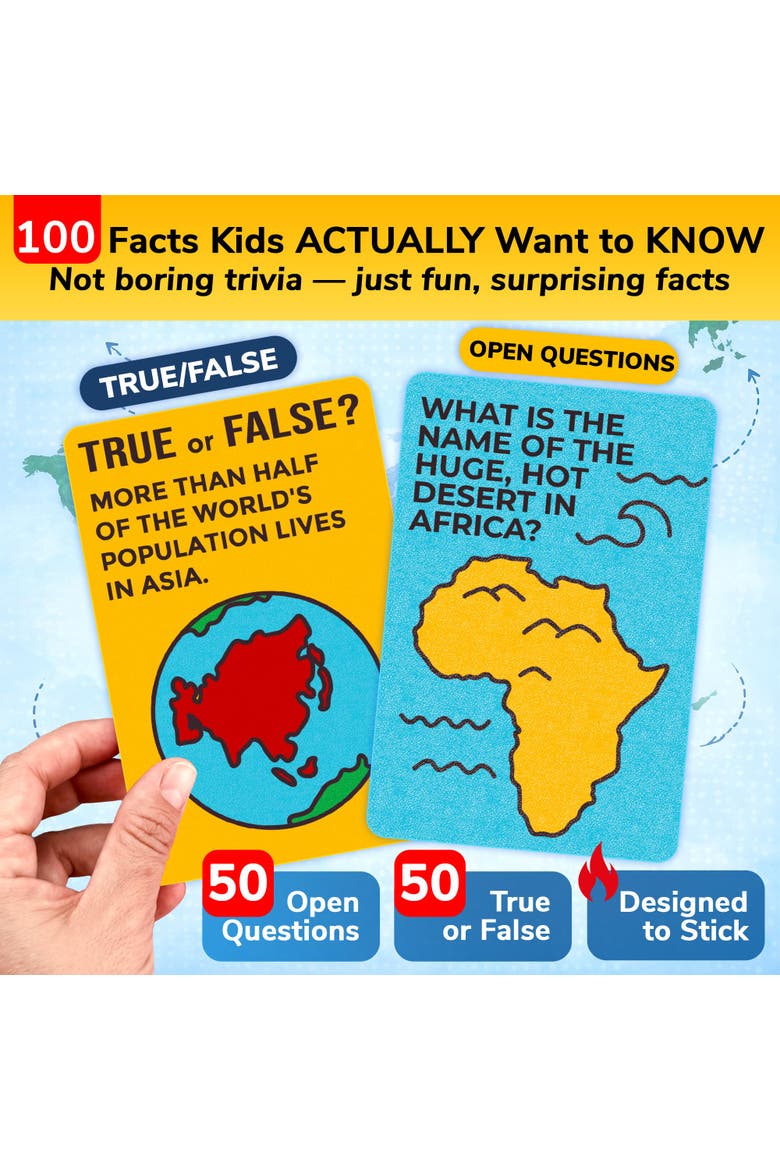 Kids Trivia Card Games - World, Space, History & Human Body, Alternate, color, World