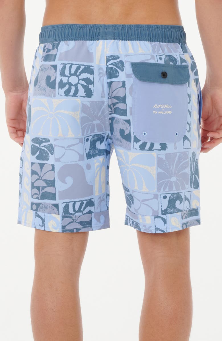 Rip Curl Aots Williams Tie Waist Swim Trunks, Alternate, color, Spray Blue