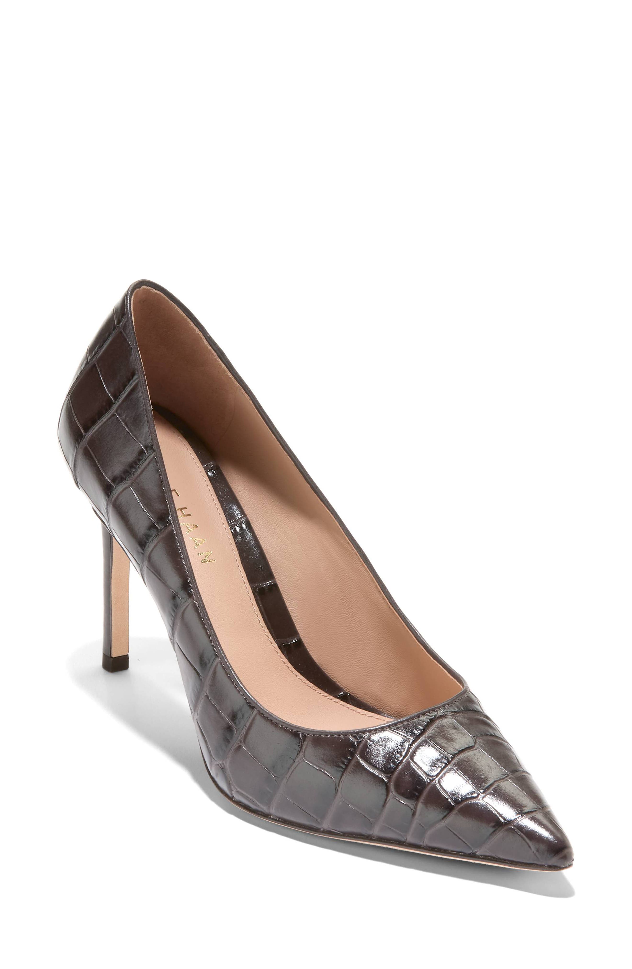 Mckelya Pointed Toe Pump, Main, color, DARK CHOCOLATE CROCO