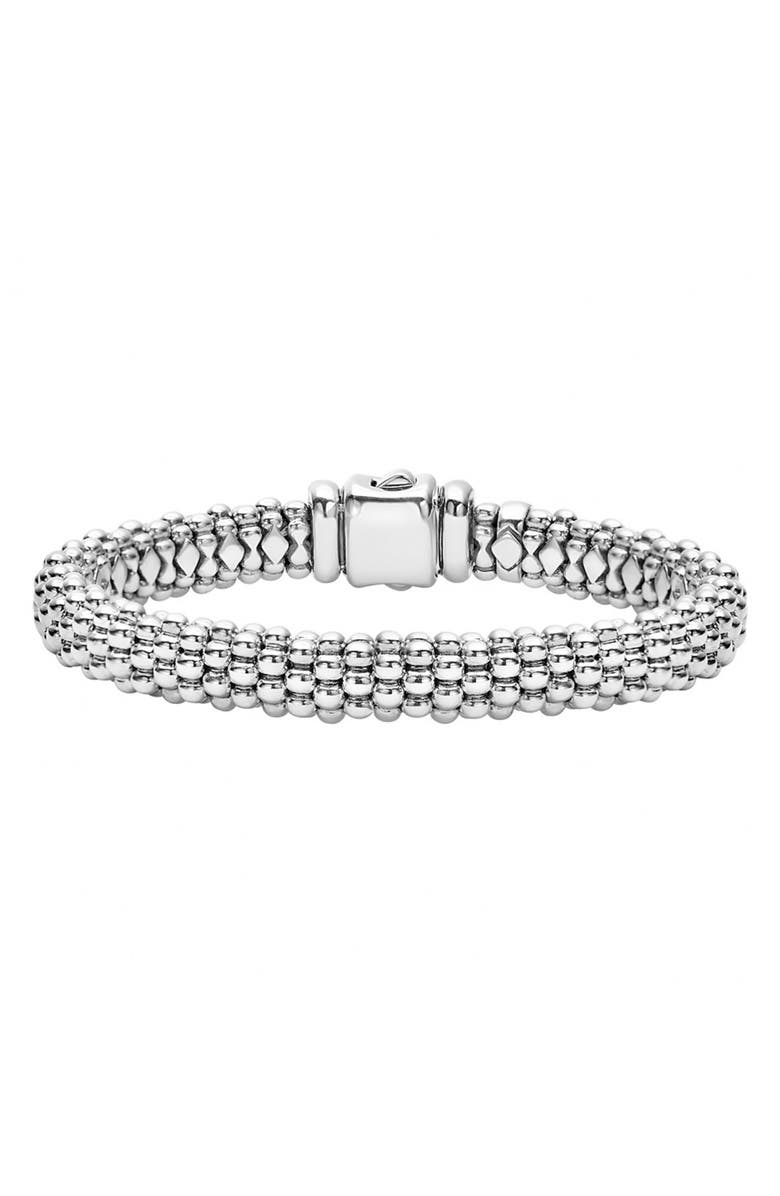 LAGOS Signature Caviar Beaded Bracelet, Main, color, Silver