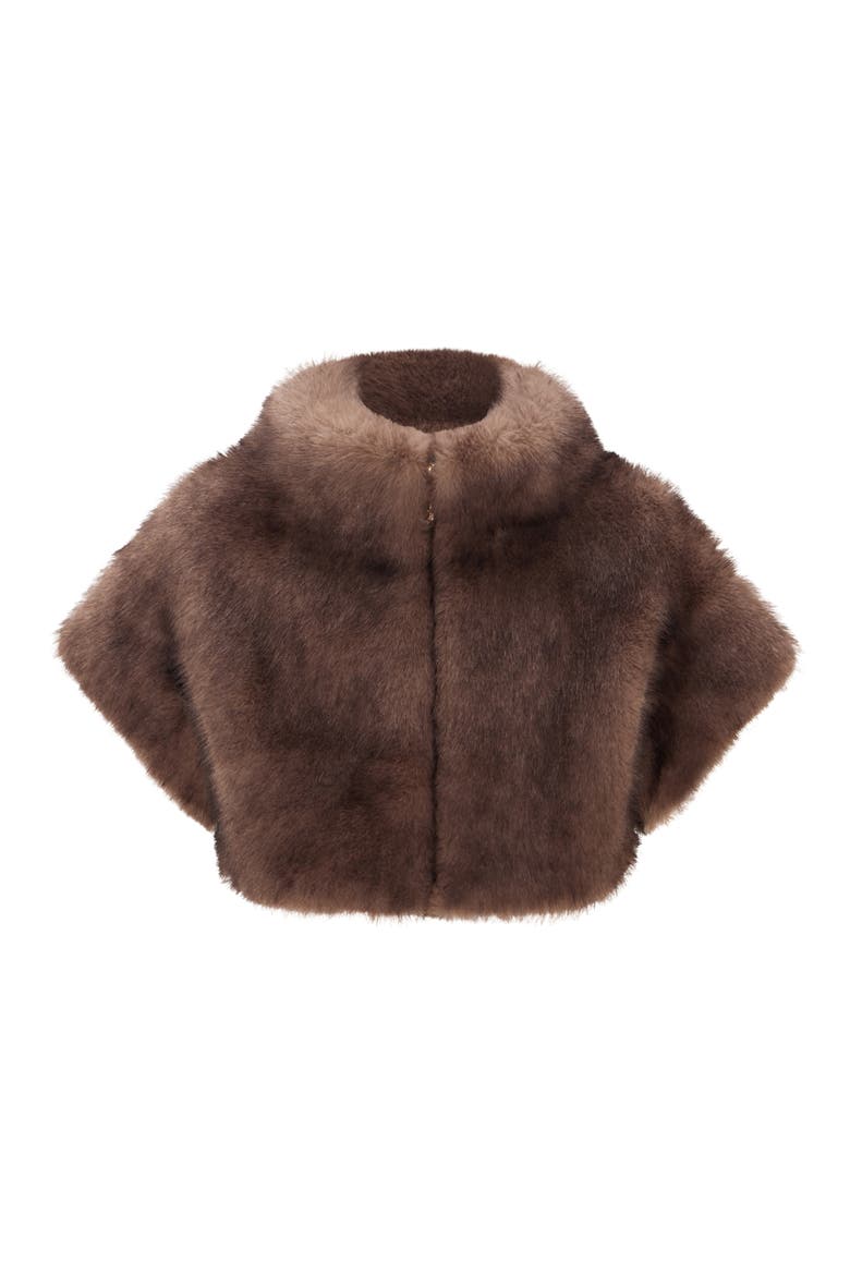 Fur-Free Sable (Faux Fur) Bolero, Short Sleeves, Alternate, color, BROWN