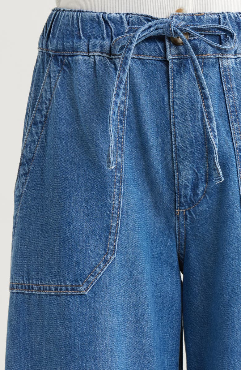 PAIGE Rumi Wide Leg Drawstring Jeans, Alternate, color, Nimes