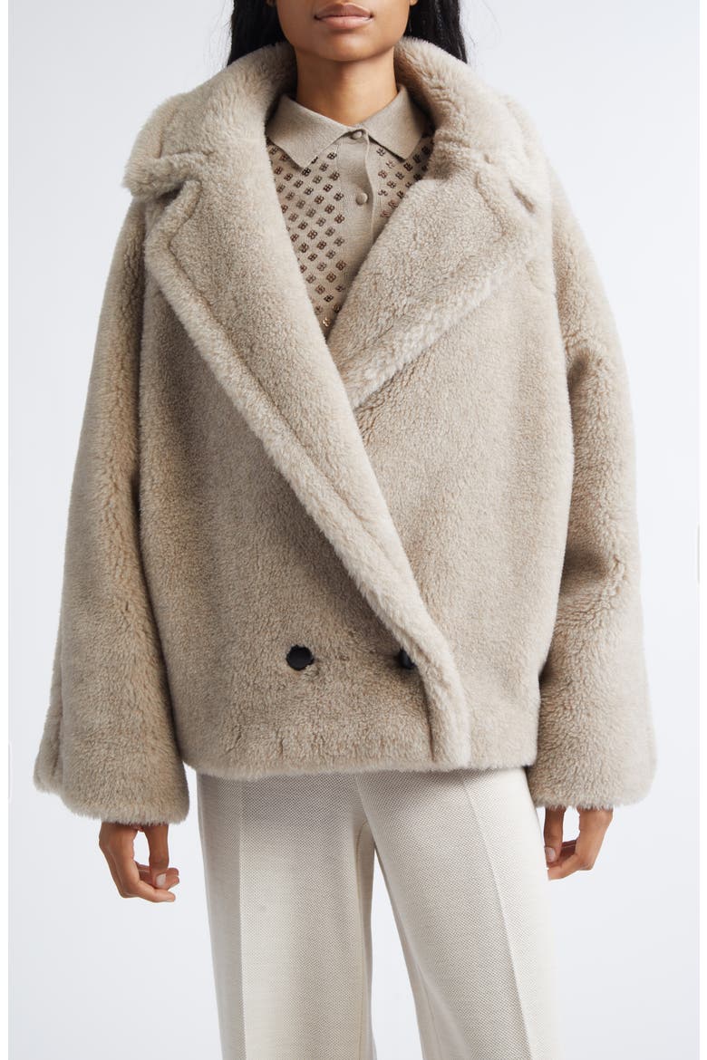 Cambusa Alpaca Blend Teddy Jacket, Main, color, SAND