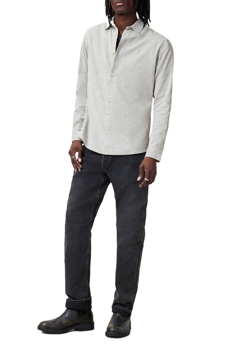 AllSaints Lorella Rib Cotton Button-Up Shirt, Alternate, color, 