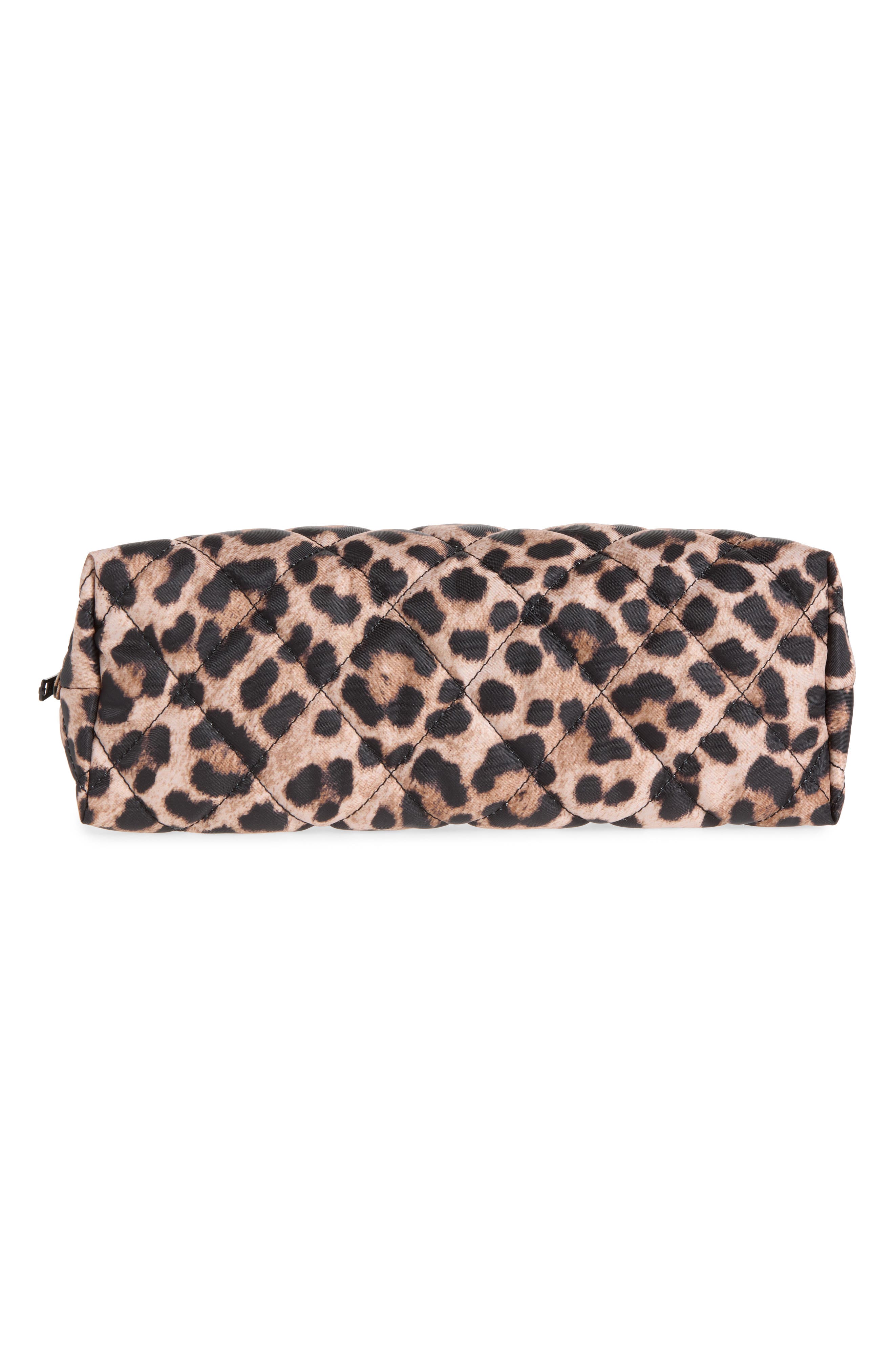 Frances Quilted Nylon Pouch, Alternate, color, BRUSHED LEOPARD