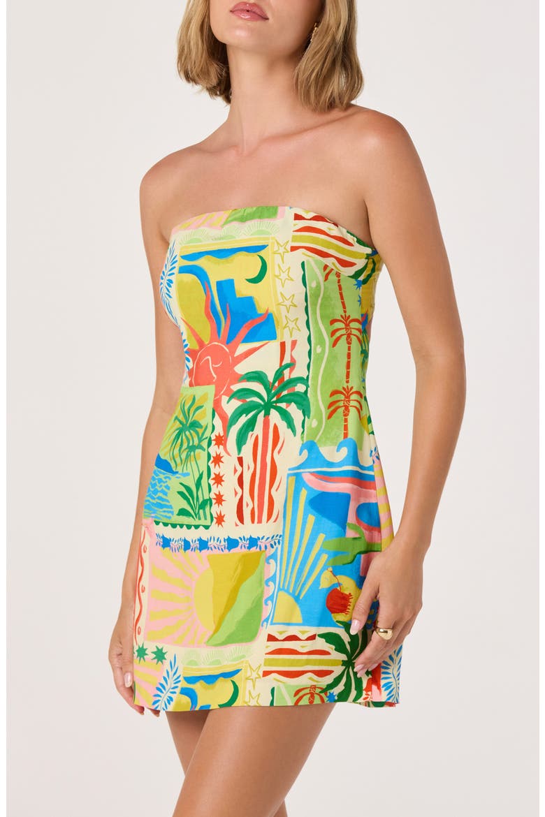 Fatima Strapless Minidress, Alternate, color, SUNSET OASIS