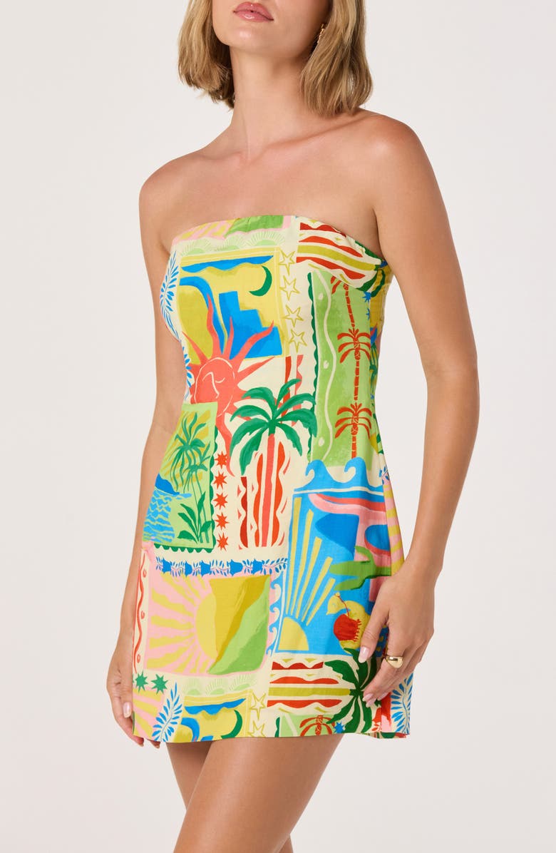 ASTR the Label Fatima Strapless Minidress, Alternate, color, Sunset Oasis