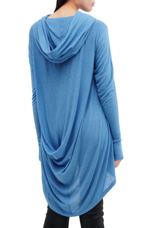 Two Lines By Marcella Berkeley Hooded Tunic Top In Azure Blue