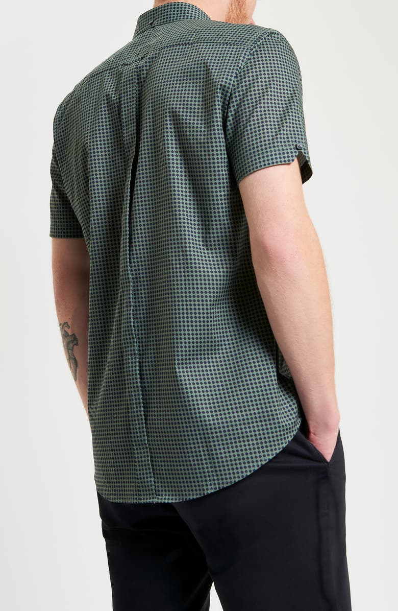 Ben Sherman Geo Print Short Sleeve Organic Cotton Button-Down Shirt, Alternate, color, 