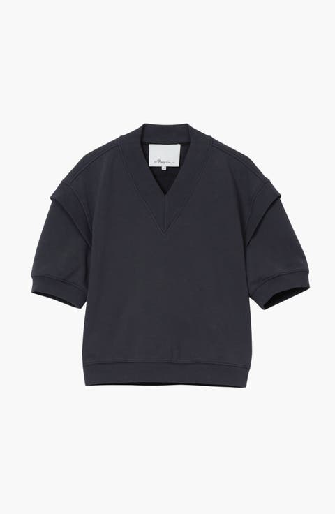 V Neck French Terry Top