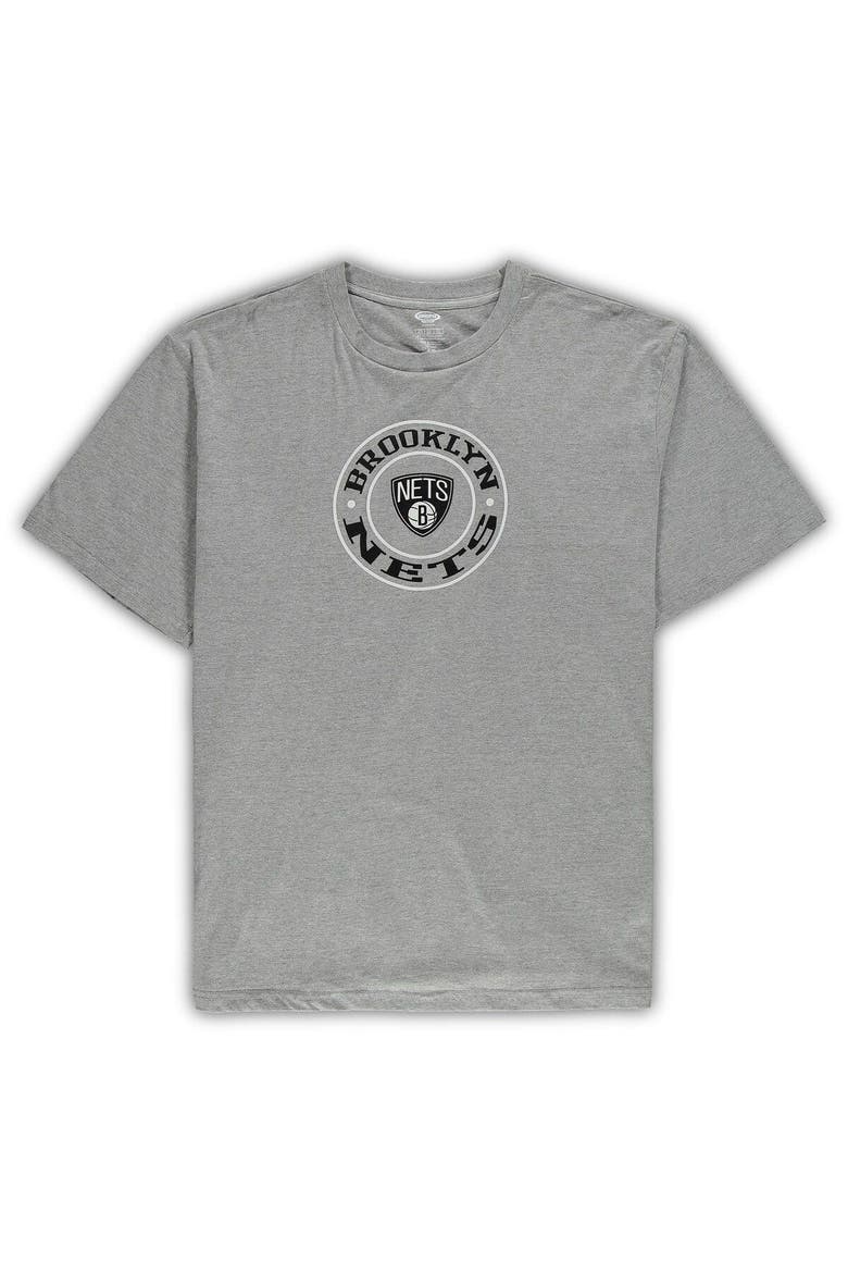 Men's Concepts Sport Heathered Gray/Black Brooklyn Nets Big & Tall T-Shirt & Shorts Sleep Set, Alternate, color, Heather Gray