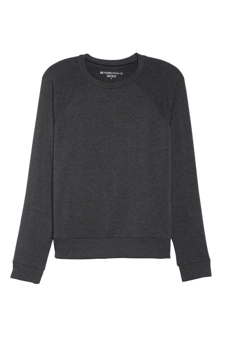 Slashes Raglan Sleeve Sweater, Alternate, color, CHARCOAL HEATHER