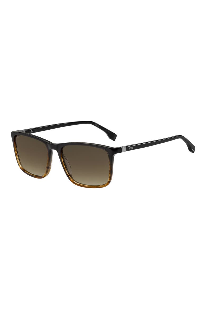 56mm Ombré Square Sunglasses, Alternate, color, BROWN HORN