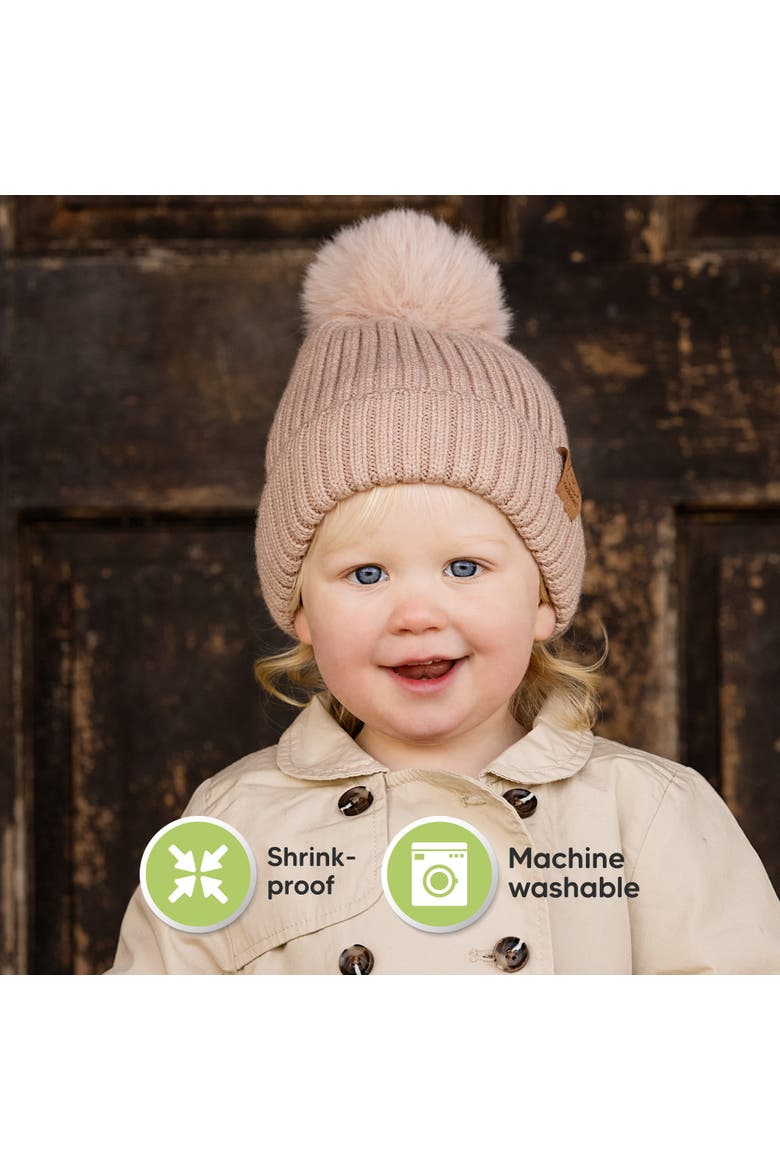 2-Pack Pom Knitted Beanie, Alternate, color, Fawn