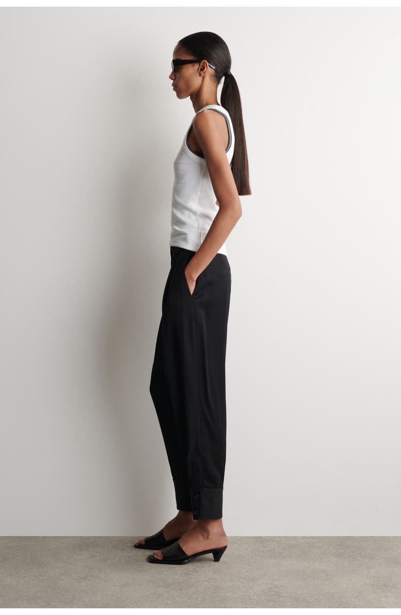 COS Pleated Twill Balloon Trousers, Alternate, color, Black