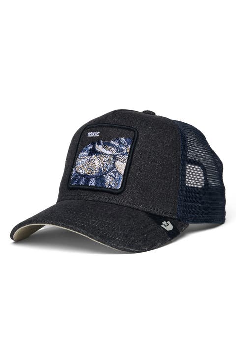 Toxic Snake Patch Denim Snapback Trucker Hat