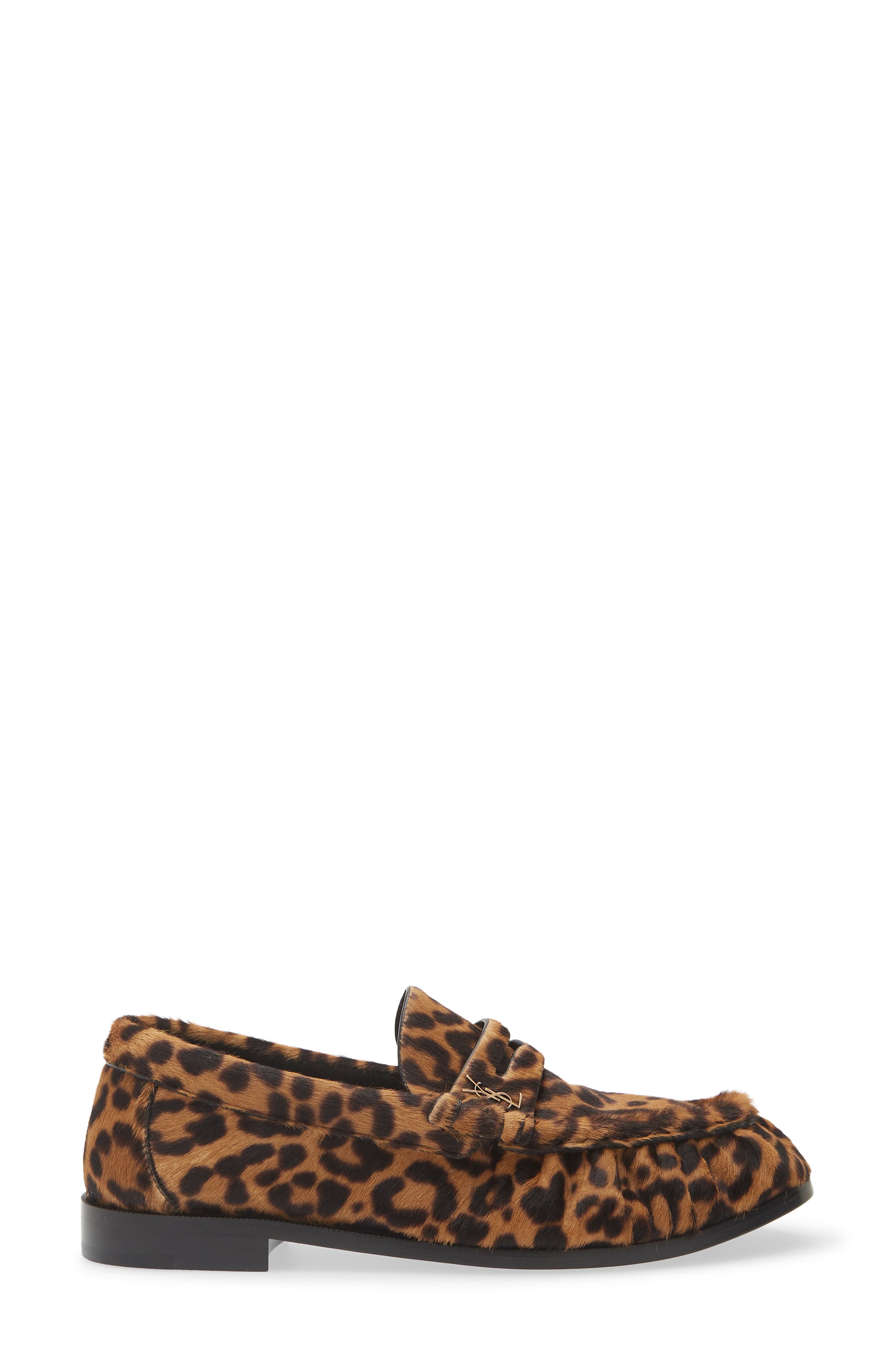 Saint Laurent Genuine Calf Hair Penny Loafer, Alternate, color, Manto Naturale/ Leopard