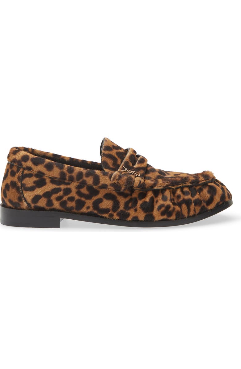 Saint Laurent Genuine Calf Hair Penny Loafer, Alternate, color, Manto Naturale/ Leopard