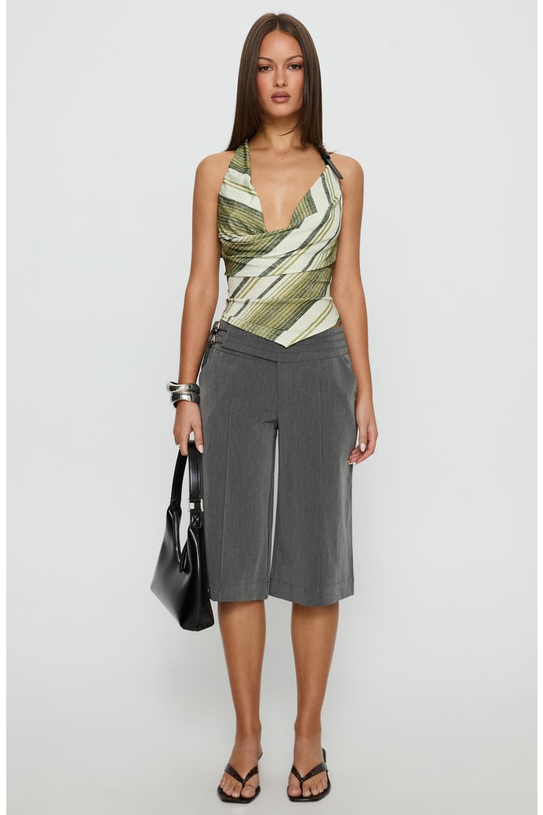 Syrenah Cowl Neck Halter Top, Alternate, color, GREEN STRIPE