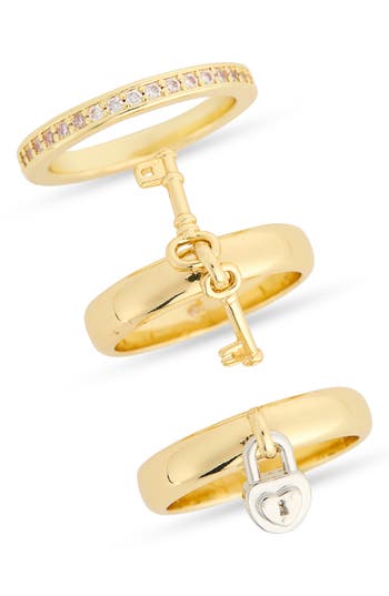 Covet Set Of Three Lock And Key Rings In Multi